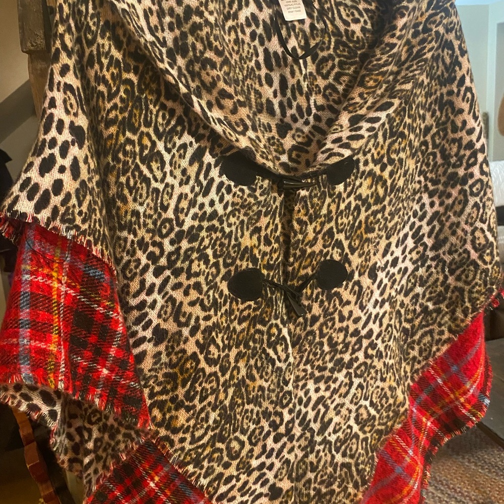 Leopard and Plaid Poncho